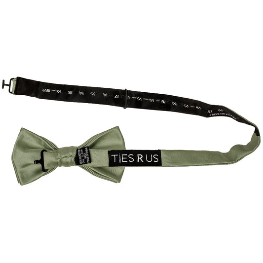 Plain Olive Green Mens Satin Bow Tie 2