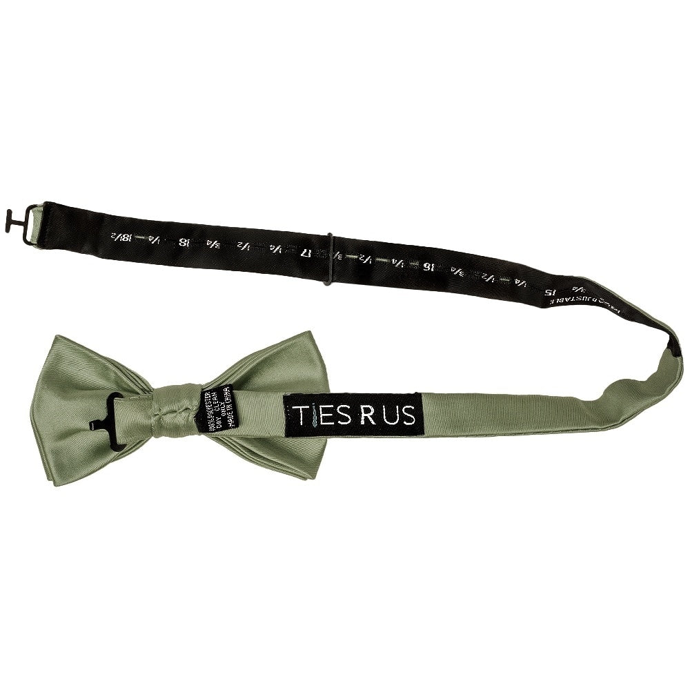 Plain Olive Green Mens Satin Bow Tie And Pocket Square Set 3