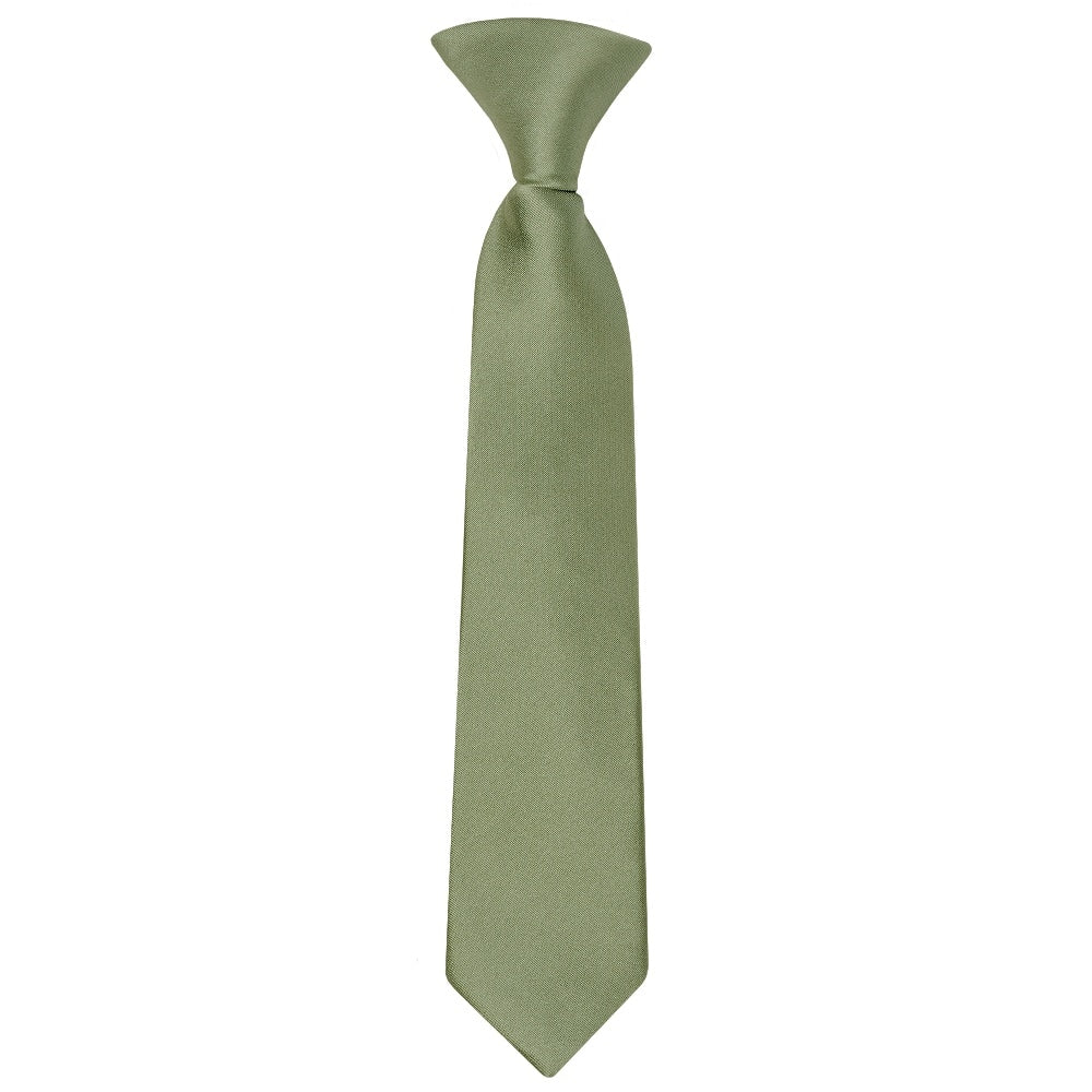 Pre Tied Olive Green Satin Boys Tie Age 4 7 1