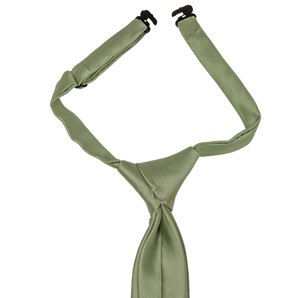 Pre Tied Olive Green Satin Boys Tie Age 4 7 2