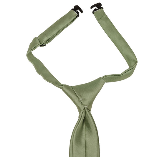 Pre Tied Olive Green Satin Boys Tie Age 4 7 2