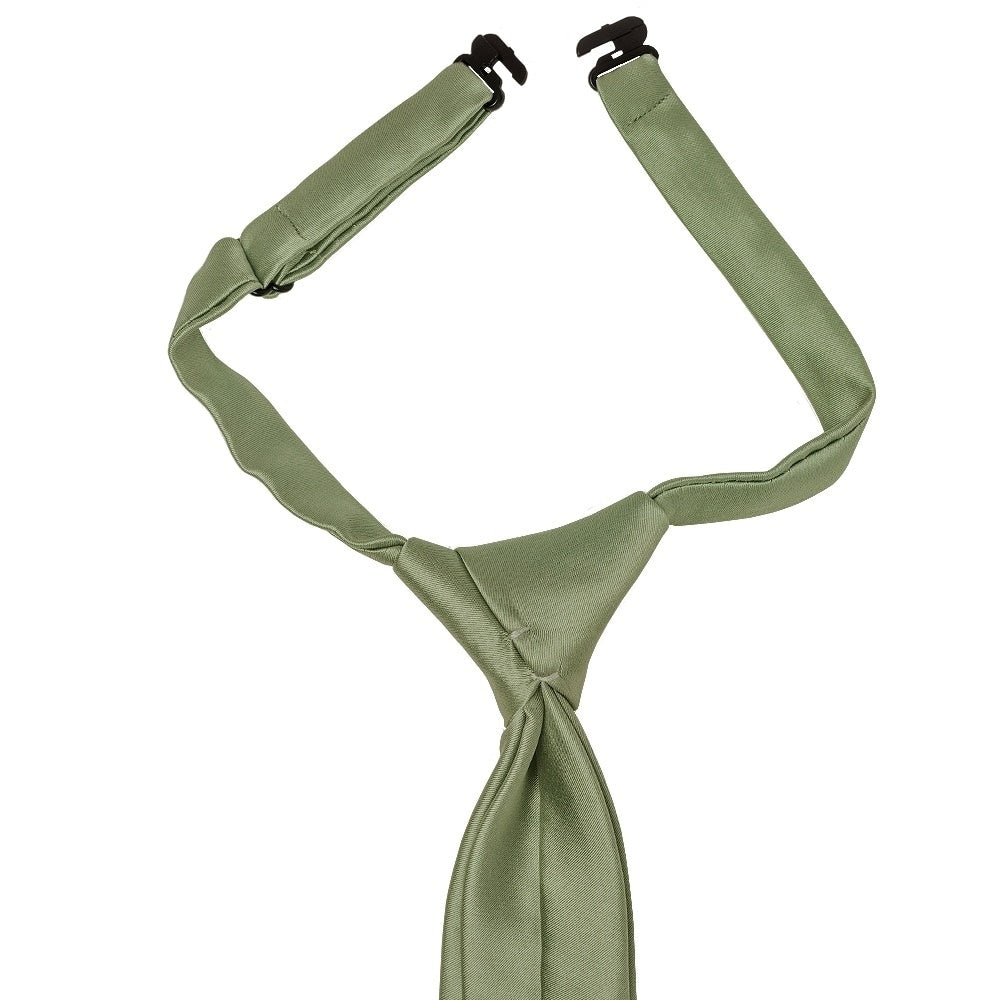 Pre Tied Olive Green Satin Boys Tie And Pocket Square Set Age 4 7 3