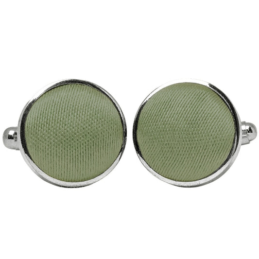 Plain Olive Green Satin Cufflinks 1
