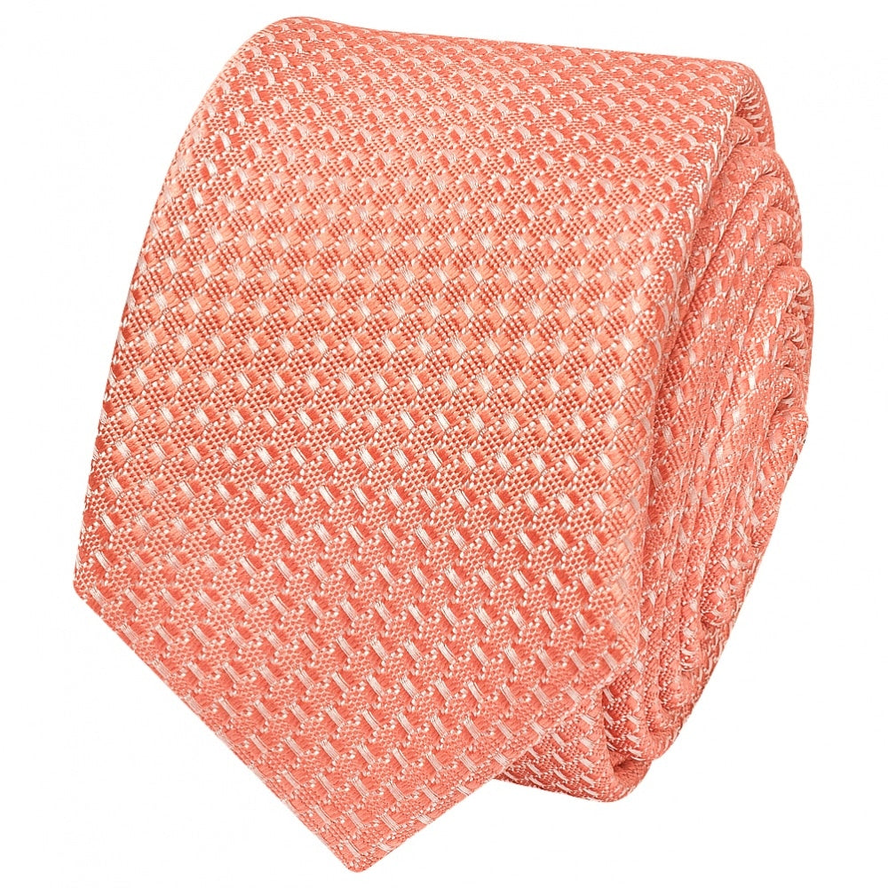 Coral Textured Skinny Tie 2