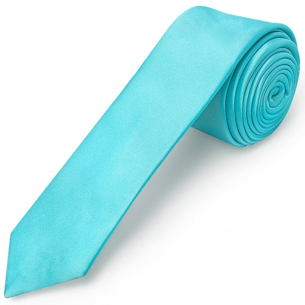 Tiffany Blue Satin Skinny Boys Tie 1
