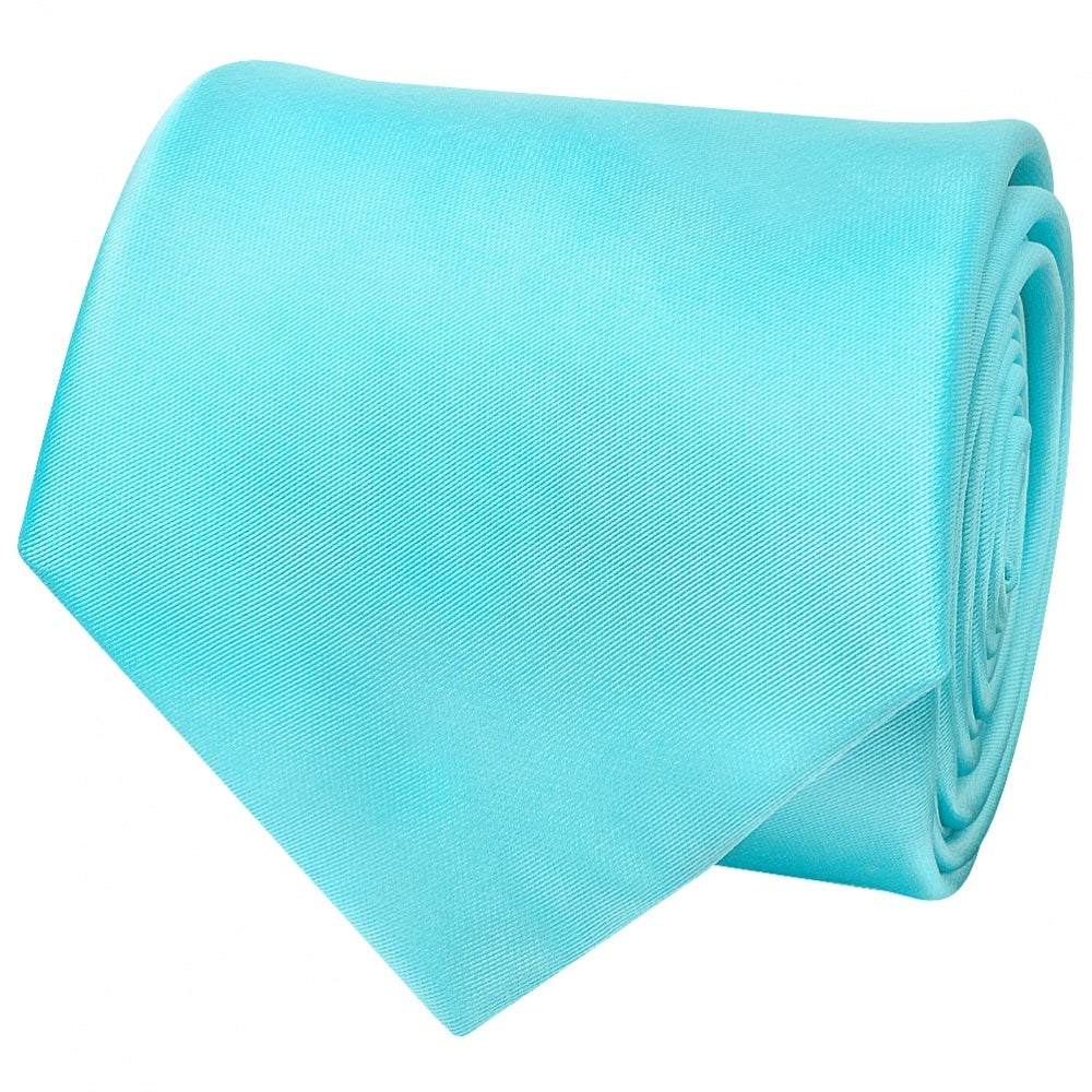 Tiffany Blue Satin Classic Mens Tie Pocket Square Set 4