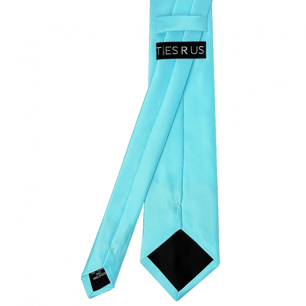 Tiffany Blue Satin Classic Mens Tie Pocket Square Set