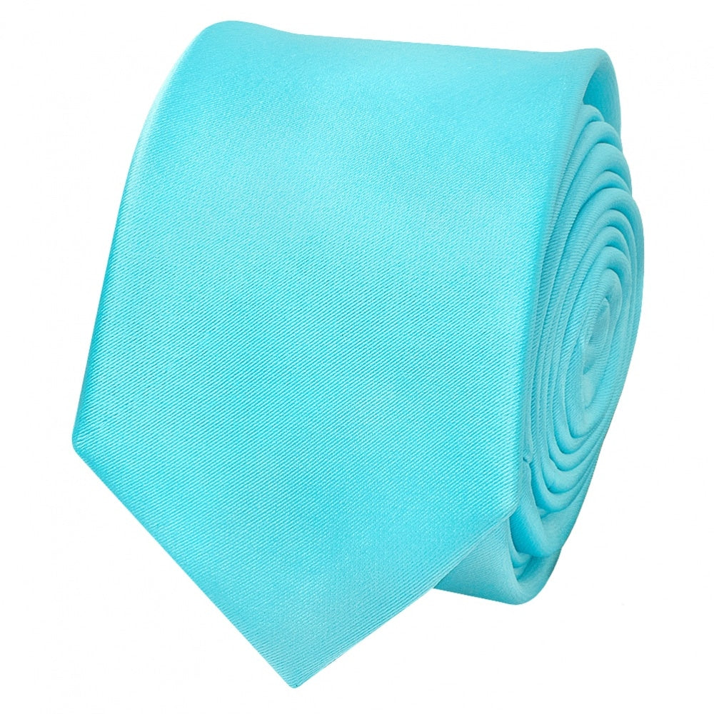 Tiffany Blue Satin Skinny Boys Tie And Pocket Square Set 3