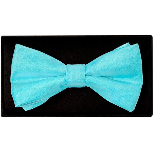 Plain Tiffany Blue Handmade Mens Bow Tie And Pocket Square Set 2