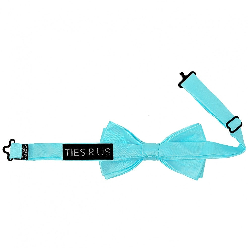 Pre Tied Tiffany Blue Boys Bow Tie And Pocket Square Set 3