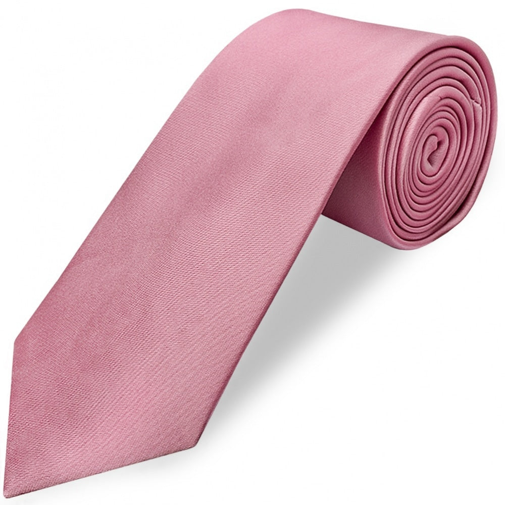 Plain Dusty Pink Satin Classic Mens Tie And Pocket Square Set 3