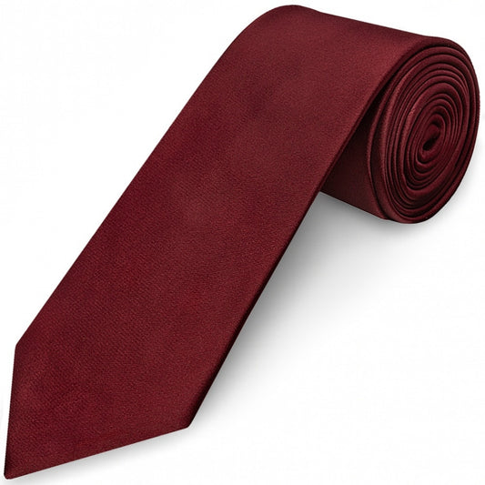 Plain Burgundy Satin Classic Mens Tie 1