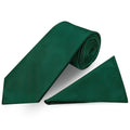 Bottle Green Tie and Pocket Square Set - Men's Tie Set in Classic Width