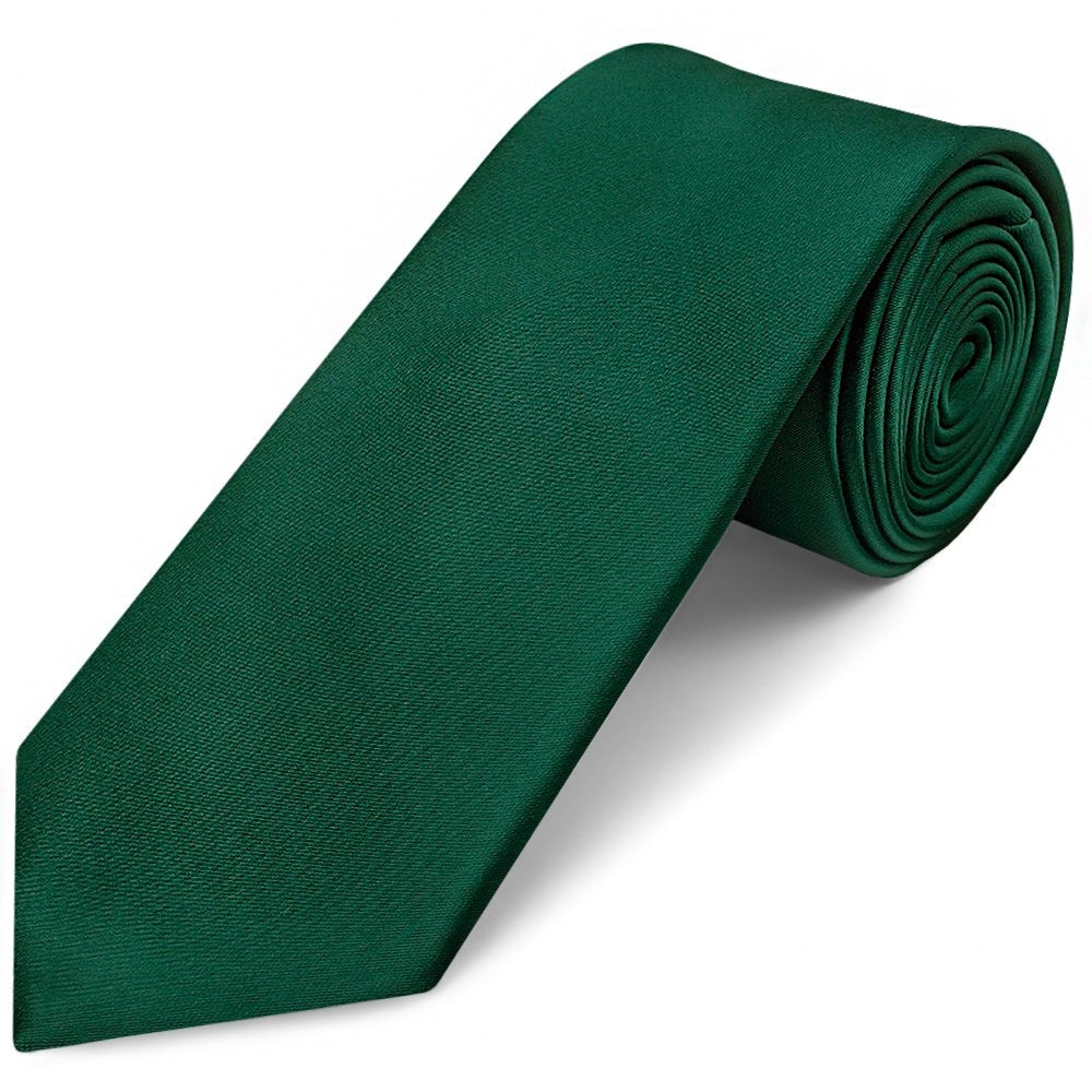 Plain Bottle Green Satin Classic Mens Tie And Pocket Square Set 3