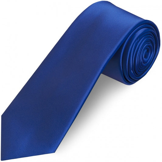 Plain Royal Blue Satin Classic Mens Tie 1