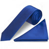 Royal Blue Skinny Tie and Pocket Square Set For Men in Satin