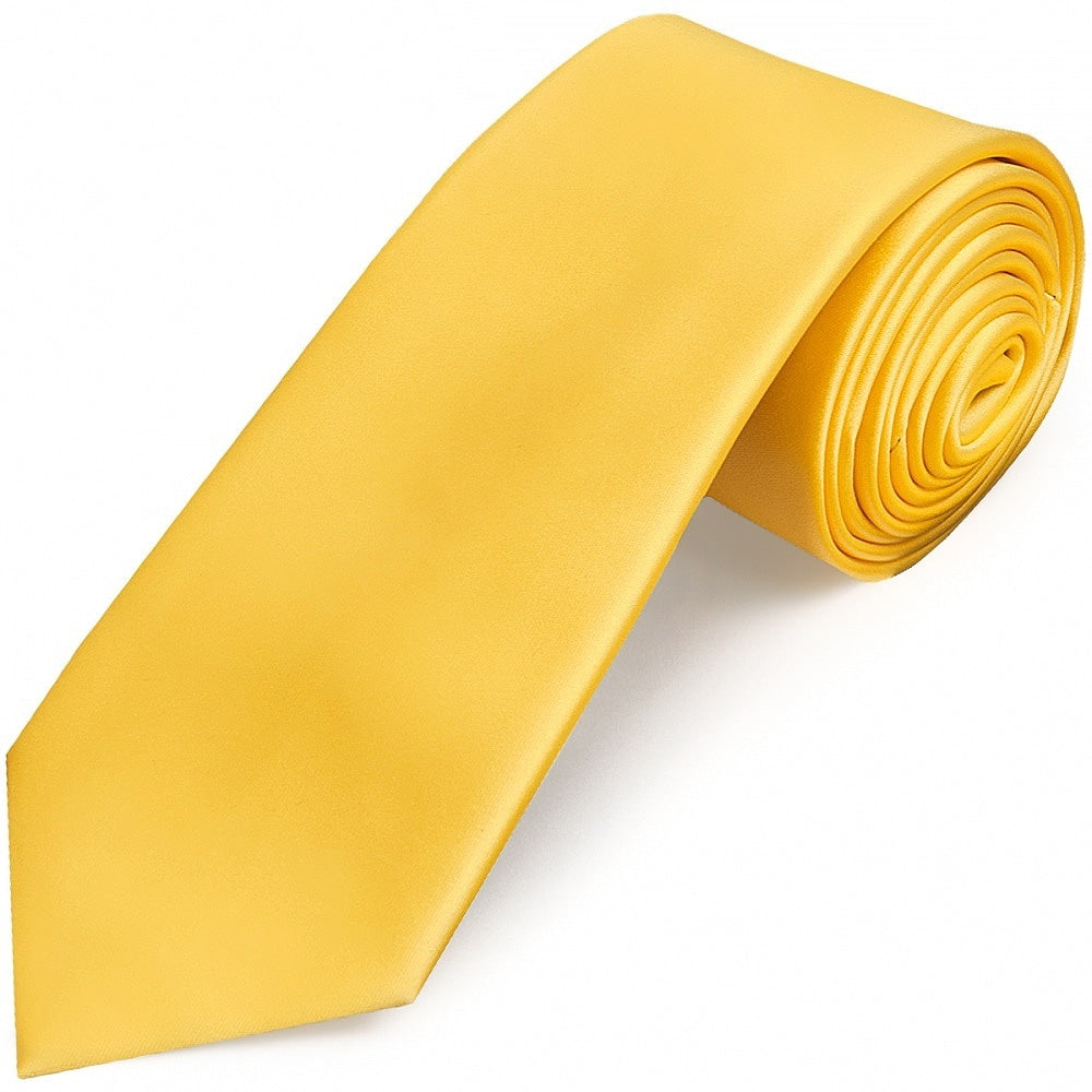 Plain Yellow Gold Satin Classic Mens Tie 1
