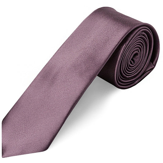 Plain Mauve Satin Skinny Mens Tie