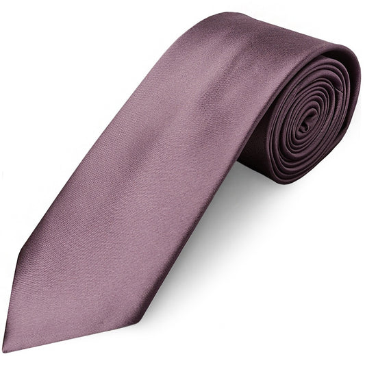 Plain Mauve Satin Classic Mens Tie and Pocket Square Set