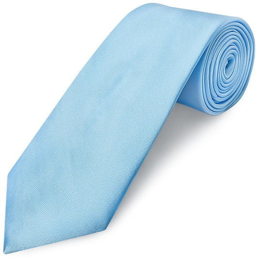 Plain Sky Blue Satin Classic Mens Tie