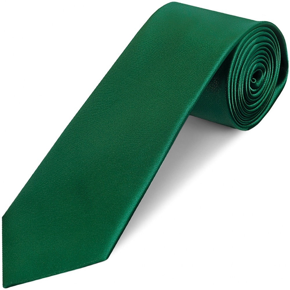 Plain Forest Green Satin Classic Mens Tie 1