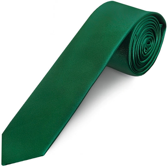 Plain Forest Green Satin Skinny Mens Tie