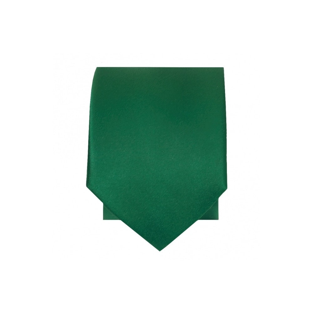 Plain Forest Green Satin Skinny Mens Tie And Pocket Square Set 3