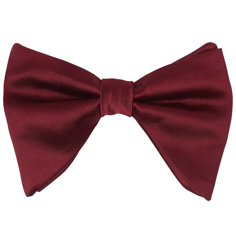 Mens Plain Burgundy Oversized Satin Bow Tie 1