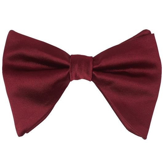 Mens Plain Burgundy Oversized Satin Bow Tie 1