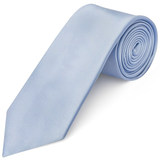 Plain Dusty Blue Satin Classic Mens Tie 1