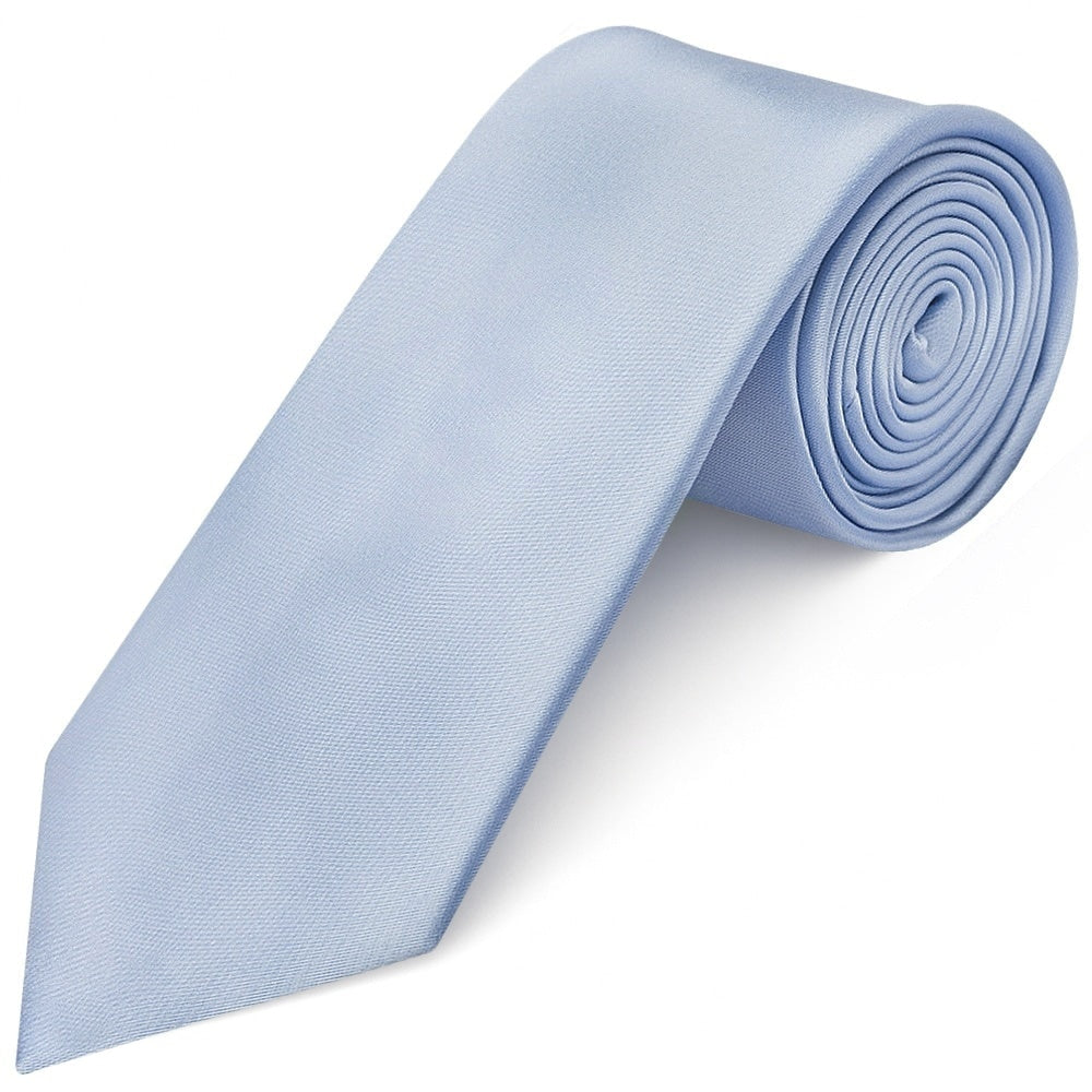 Plain Dusty Blue Satin Classic Mens Tie And Pocket Square Set 3