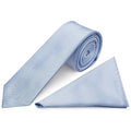 Dusty Blue Skinny Tie and Pocket Square For Men in Satin