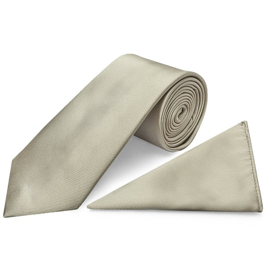 Plain Dusty Sage Satin Classic Mens Tie And Pocket Square Set 1
