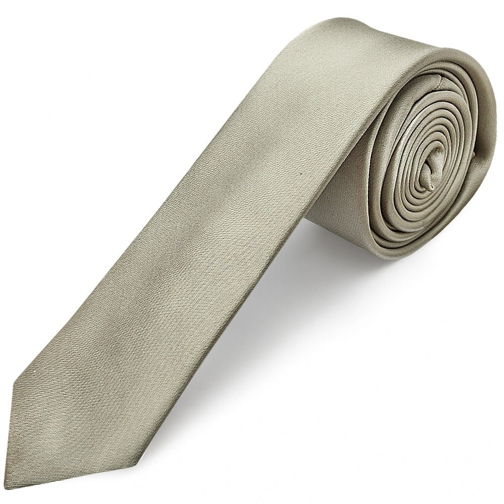Plain Dusty Sage Boys Satin Skinny Tie 1