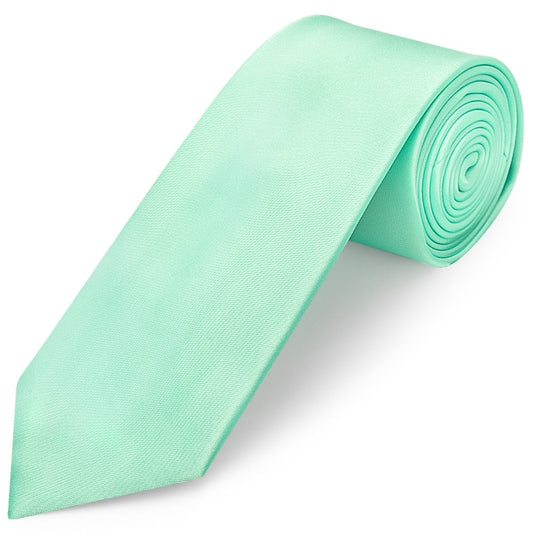 Plain Mint Green Satin Classic Mens Tie