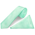 Mint Green Skinny Tie and Pocket Square Set For Men in Satin
