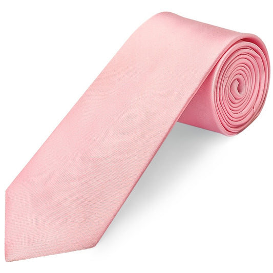 Plain Pink Satin Classic Mens Tie 1