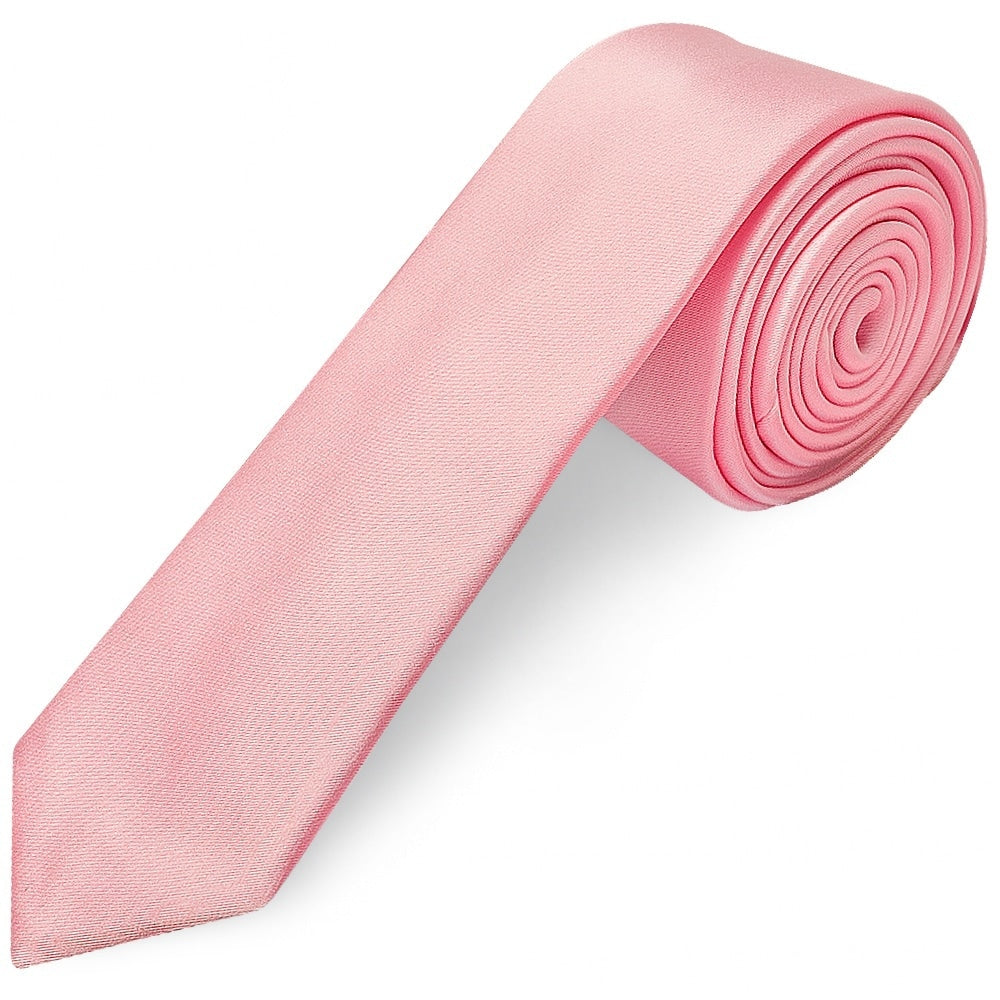 Pink Satin Skinny Boys Tie 1