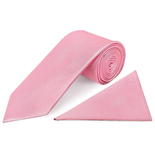 Blush Pink Silk Twill Classic Mens Tie And Pocket Square Set 1
