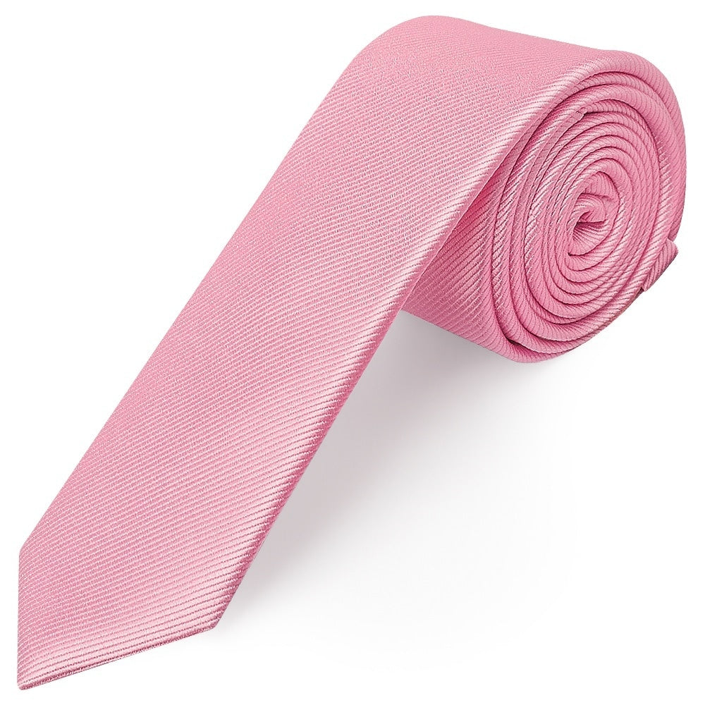 Blush Pink Silk Twill Skinny Mens Tie And Pocket Square Set 2