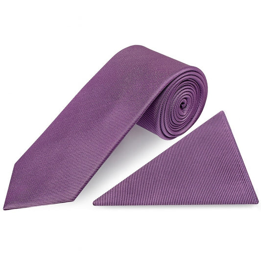 Mauve Silk Twill Classic Mens Tie And Pocket Square Set 1