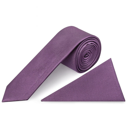Mauve Silk Twill Skinny Mens Tie And Pocket Square Set 1
