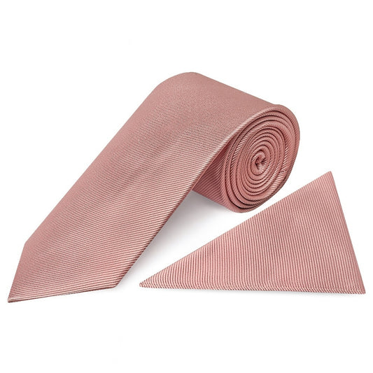 Dusty Rose Silk Twill Classic Mens Tie And Pocket Square Set 1