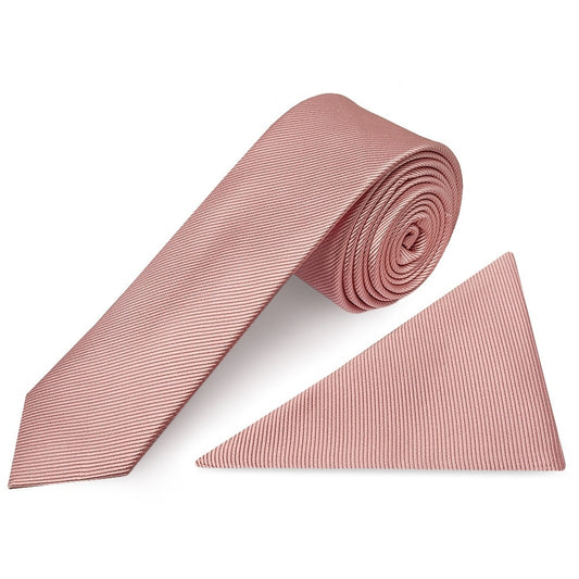 Dusty Rose Silk Twill Boys Tie And Pocket Square Set 1