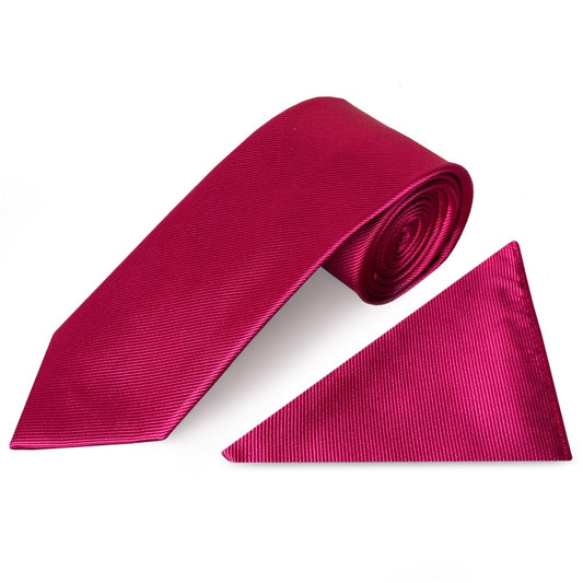 Fuchsia Pink Silk Twill Classic Mens Tie And Pocket Square Set 1