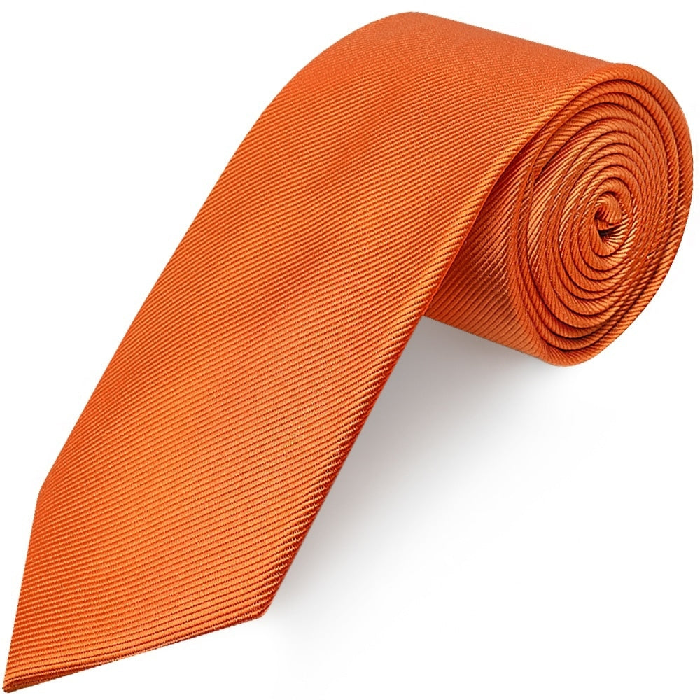 Orange Silk Twill Classic Mens Tie And Pocket Square Set 3
