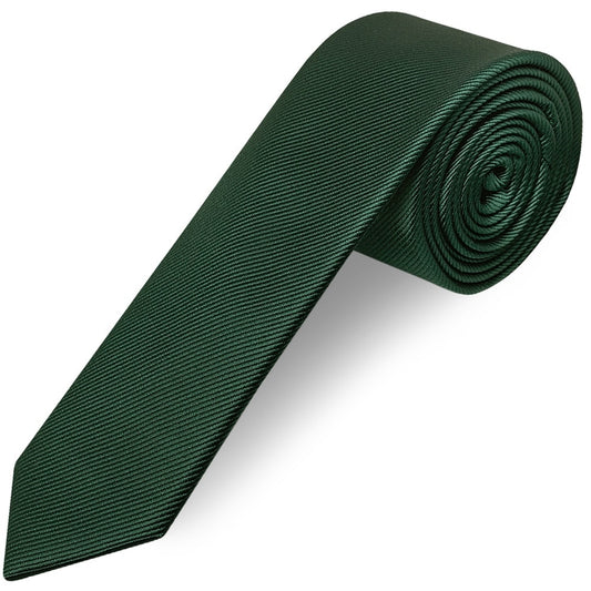 Bottle Green Silk Twill Skinny Mens Tie 1