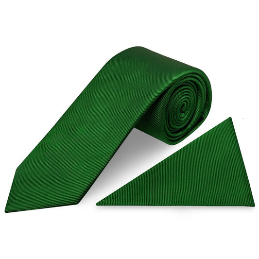 Green Silk Twill Silk Classic Mens Tie And Pocket Square Set 1