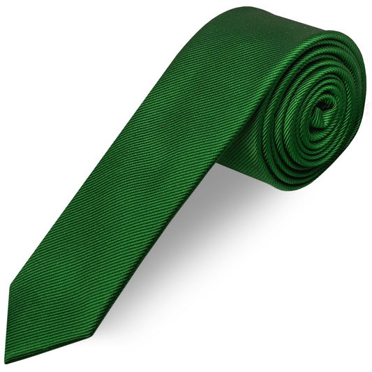 Green Silk Twill Skinny Mens Tie And Pocket Square Set 2