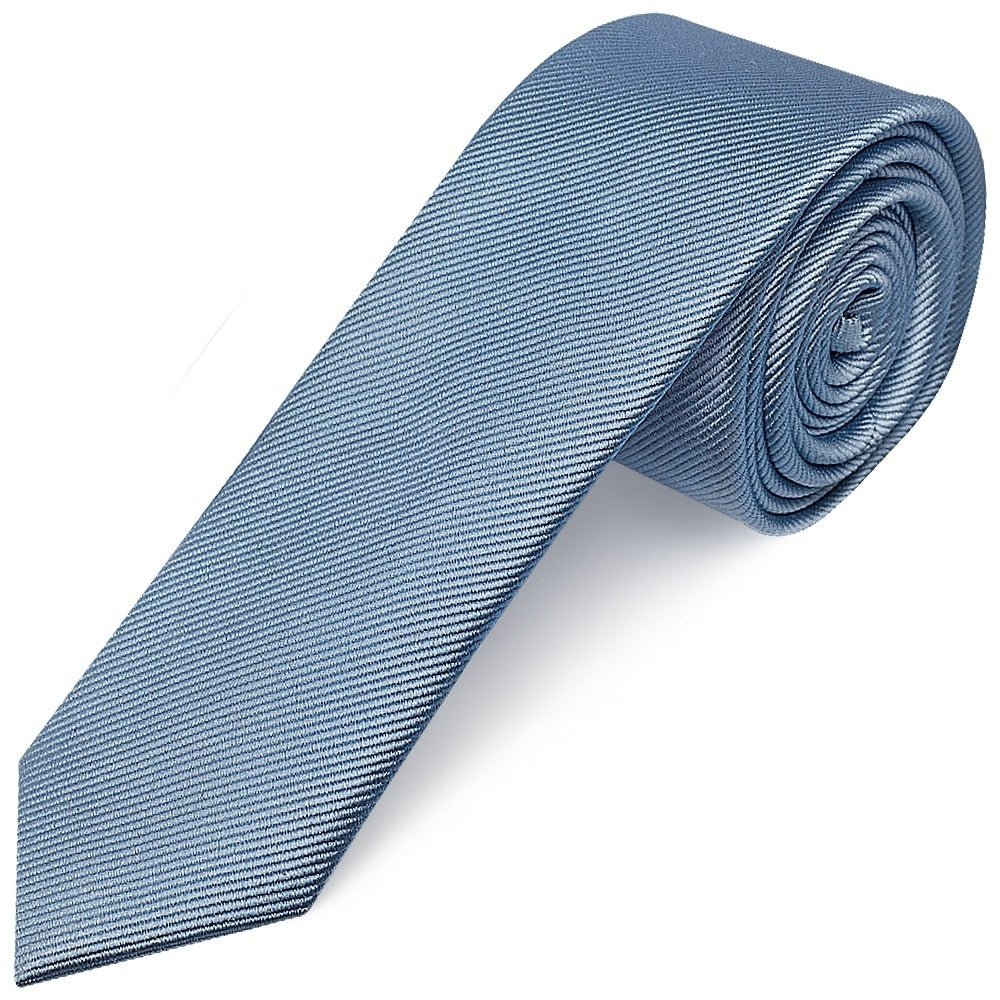 Light Blue Silk Twill Skinny Mens Tie And Pocket Square Set 2